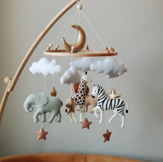 Baby mobile neutral animals Africa nursery mobile felt Africa | Etsy | Etsy (US)