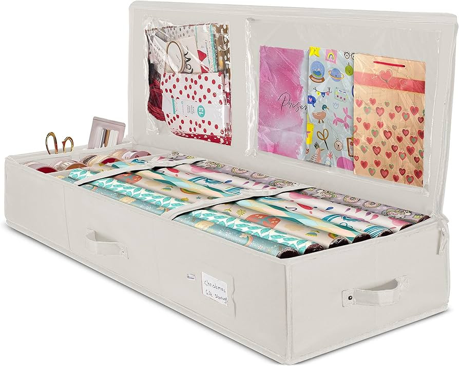 ZOBER Wrapping Paper Storage Bag - 40.5x14x6 Inch Gift Wrap Organizer w/Handle and Zipper - Fits ... | Amazon (US)