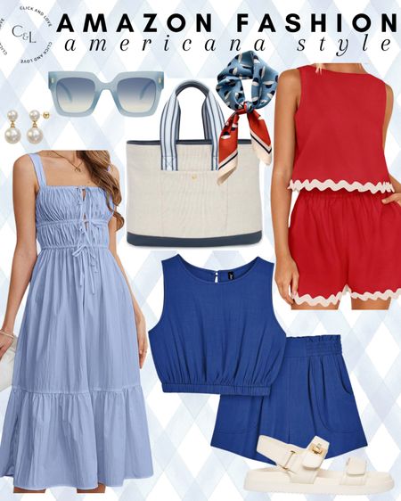 Amazon Americana style ✨ get ready for Fourth of July and Memorial Day with these pretty finds! 

Sunnies, sunglasses, scalloped set, blue dress, matching set, earrings, jewelry, tote bag, hair scarf , sandals, Americana style, casual style, Fourth of July, memorial Day, Womens fashion, fashion, fashion finds, outfit, outfit inspiration, clothing, budget friendly fashion, summer fashion, wardrobe, fashion accessories, Amazon, Amazon fashion, Amazon must haves, Amazon finds, amazon favorites, Amazon essentials #amazon #amazonfashion

#LTKStyleTip #LTKFindsUnder50 #LTKShoeCrush