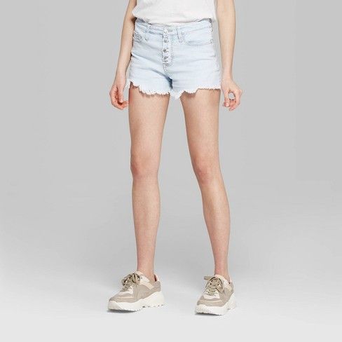 Women's Exposed Button Fly Jean Shorts - Wild Fable™ Light Wash | Target