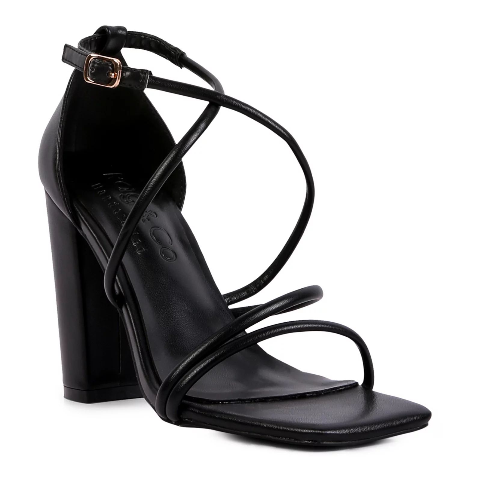 Rag & Co Opulence Women's Leather Strappy Block Heel Sandals, Size: 6, Black | Kohl's