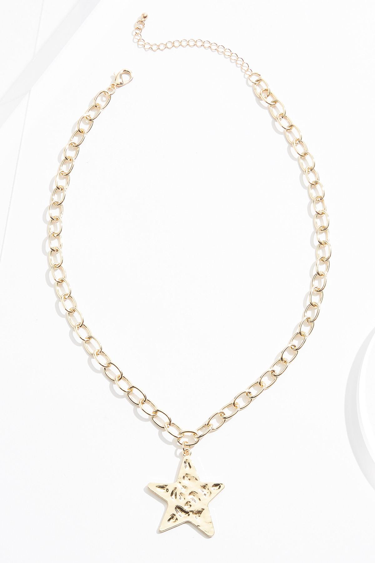 Hammered Gold Star Chain Necklace | Cato Fashions