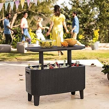 KETER Breeze Bar Outdoor Patio Furniture and Hot Tub Side Table with 14.8 Gallon Beer and Wine Co... | Amazon (US)