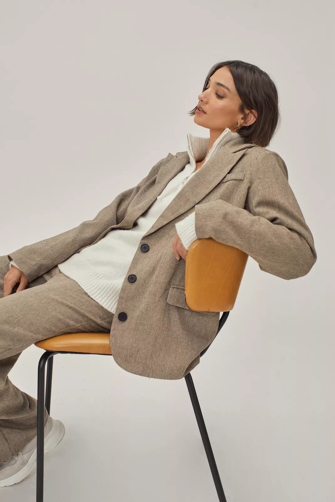 Herringbone Tailored Single Breasted Jacket | Nasty Gal (US)