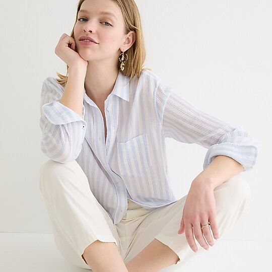 Classic-fit soft gauze shirt in stripe | J. Crew US