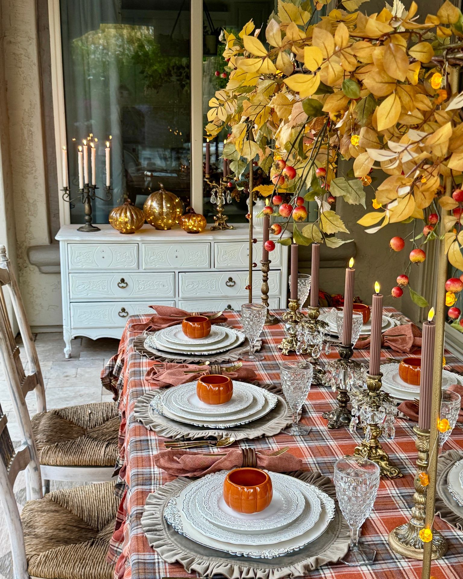 Autumn Cottage table 🧡🍂🤎

Note: Orange pumpkin bowls are from Target’s Dollar spot (no link) 

Fall tablescape, Autumn tablescape, fall plaid tablecloth, ruffled tablecloth, table rod decor, fall stems, fall leaves, flameless candles, dinner party, outdoor entertaining, alfresco dining, fall decor, fall tabletop decor

#LTKSeasonal #LTKHome