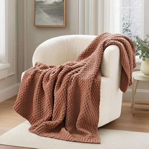 EVERGRACEHOME Chunky Chenille Knit Throw Blanket for Couch, Soft Luxurious Moss Stitch Blankets f... | Amazon (US)