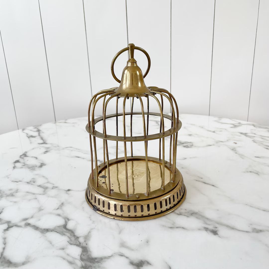 Vintage Brass Bird Cage, Small Birdcage Decorative Display French Country Farmhouse Cottage Decor... | Etsy (US)