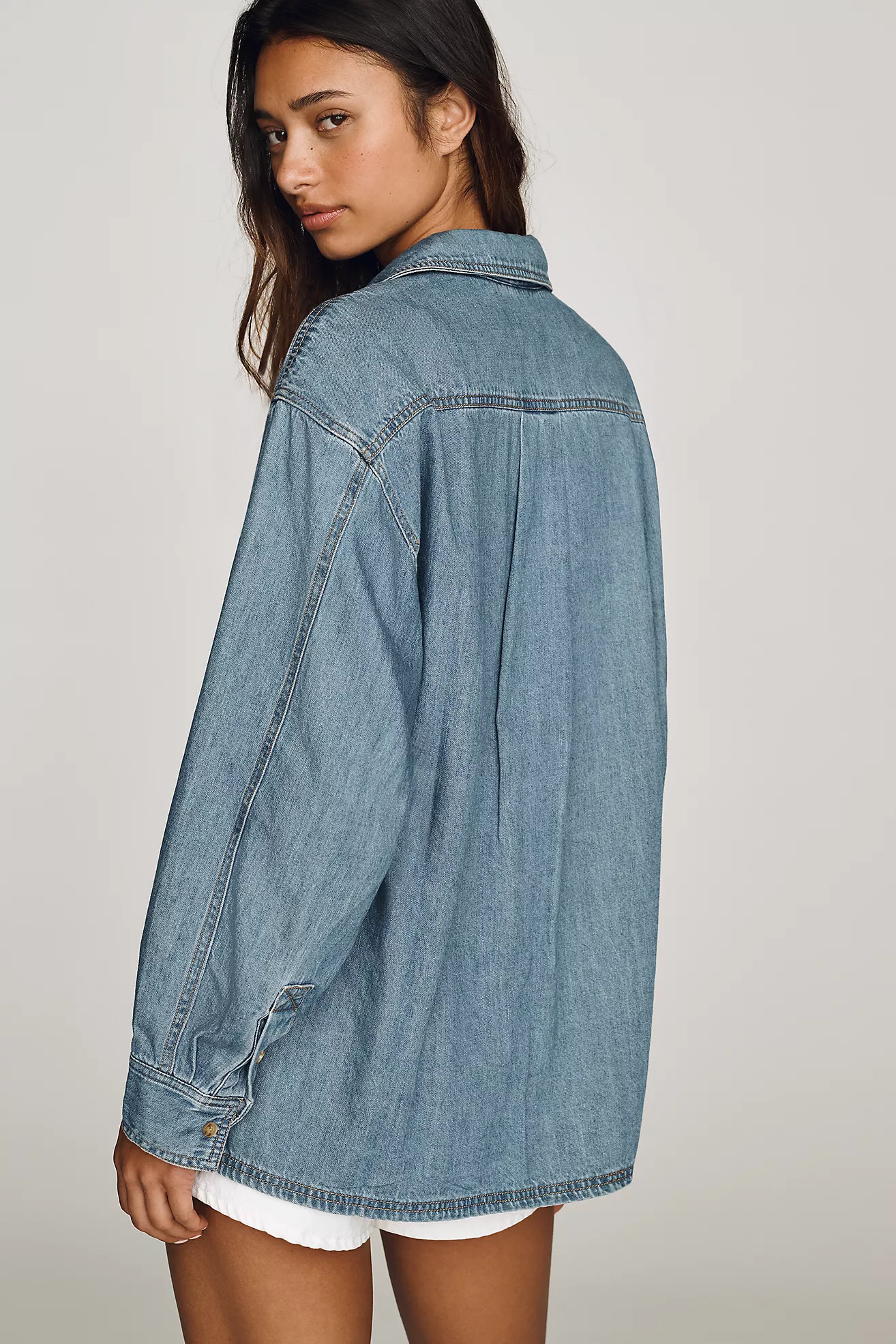 Pilcro 100% Cotton Denim Buttondown Shirt | Anthropologie (US)