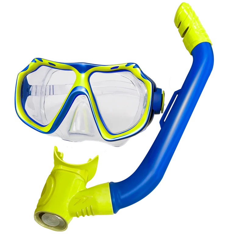 Aqua Dolfino Youth Mask and Snorkel Set for Children 6+, Blue/Yellow, Unisex | Walmart (US)