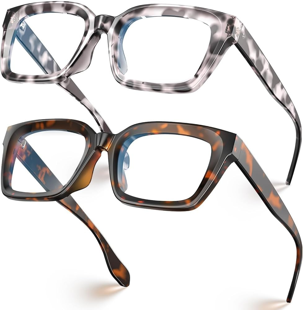 Oversized Square Blue Light Blocking Glasses for Women Men Non Prescription-Thick Frame GRACE | Amazon (US)