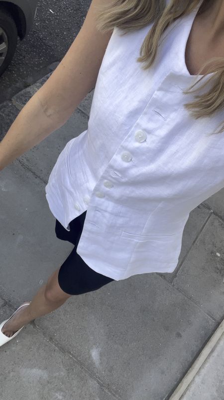 Linen white vest summer style 