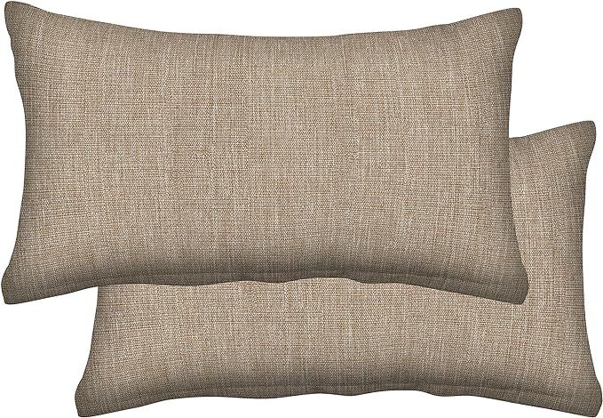 Honeycomb Indoor/Outdoor Textured Solid Birch Tan Lumbar Toss Pillow: Recycled Fiberfill, Weather... | Amazon (US)