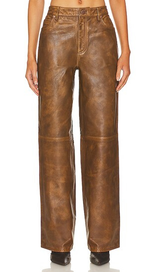 Clarissa Leather Pants in Distressed Brown | Revolve Clothing (Global)