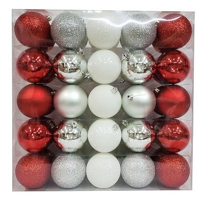 50ct Ornament Set 70mm Red/White/Silver - Wondershop™ | Target