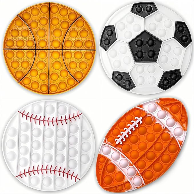 4 Pcs Fidget Toys, Sports Push Bubble Pop Fidget Sensory Toy Football Basketball Baseball Rugby, ... | Amazon (US)