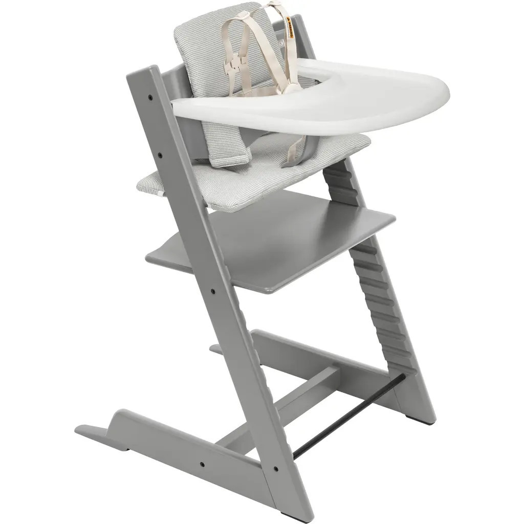 Tripp Trapp® Highchair², Cushion & Stokke® Tray in Storm Grey W/Nordic Grey at Nordstrom | Nordstrom