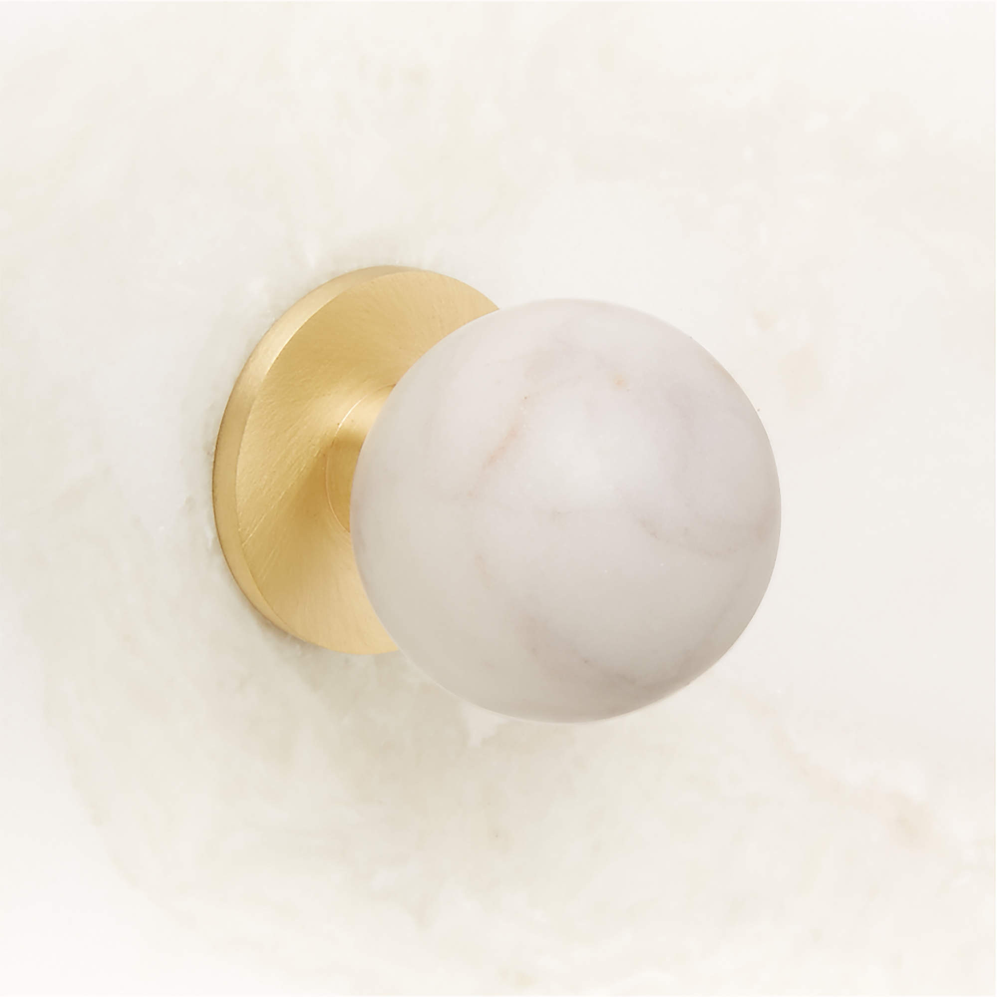 Avery Brushed Brass and Carrara Marble Cabinet Knob 1.25'' + Reviews | CB2 | CB2