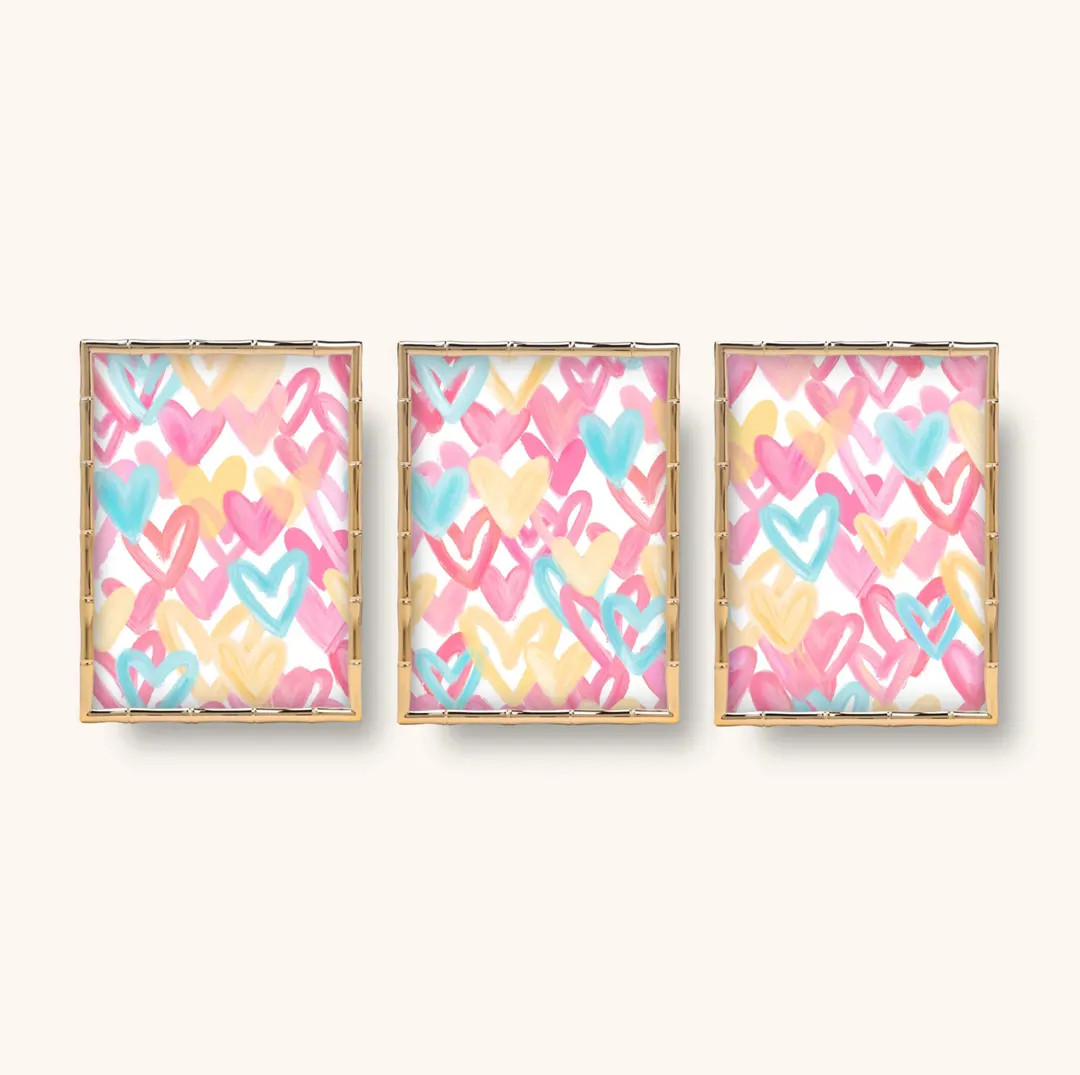 Trendy Abstract Hearts Preppy Girl College Wall Art Decor (Digital Download, Set of 3) | Etsy (US)