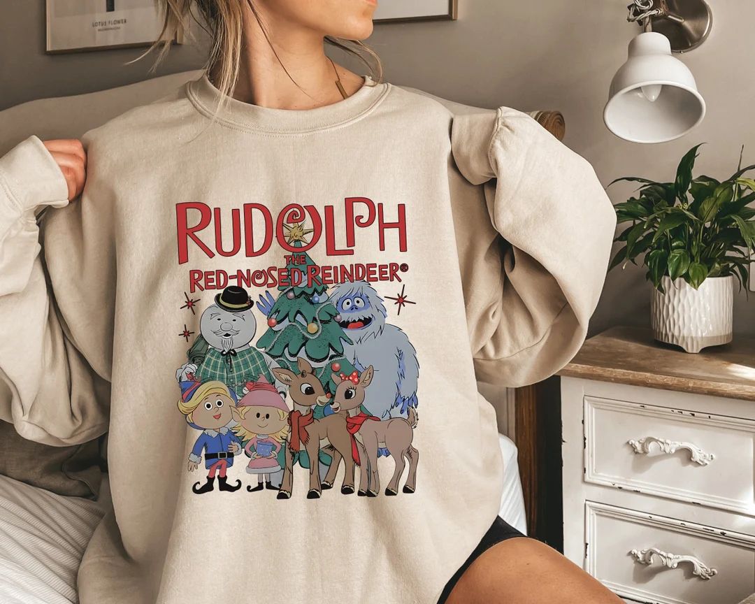 Rudolph the Red Nosed Reindeer Christmas Sweatshirt Rudolph - Etsy | Etsy (US)
