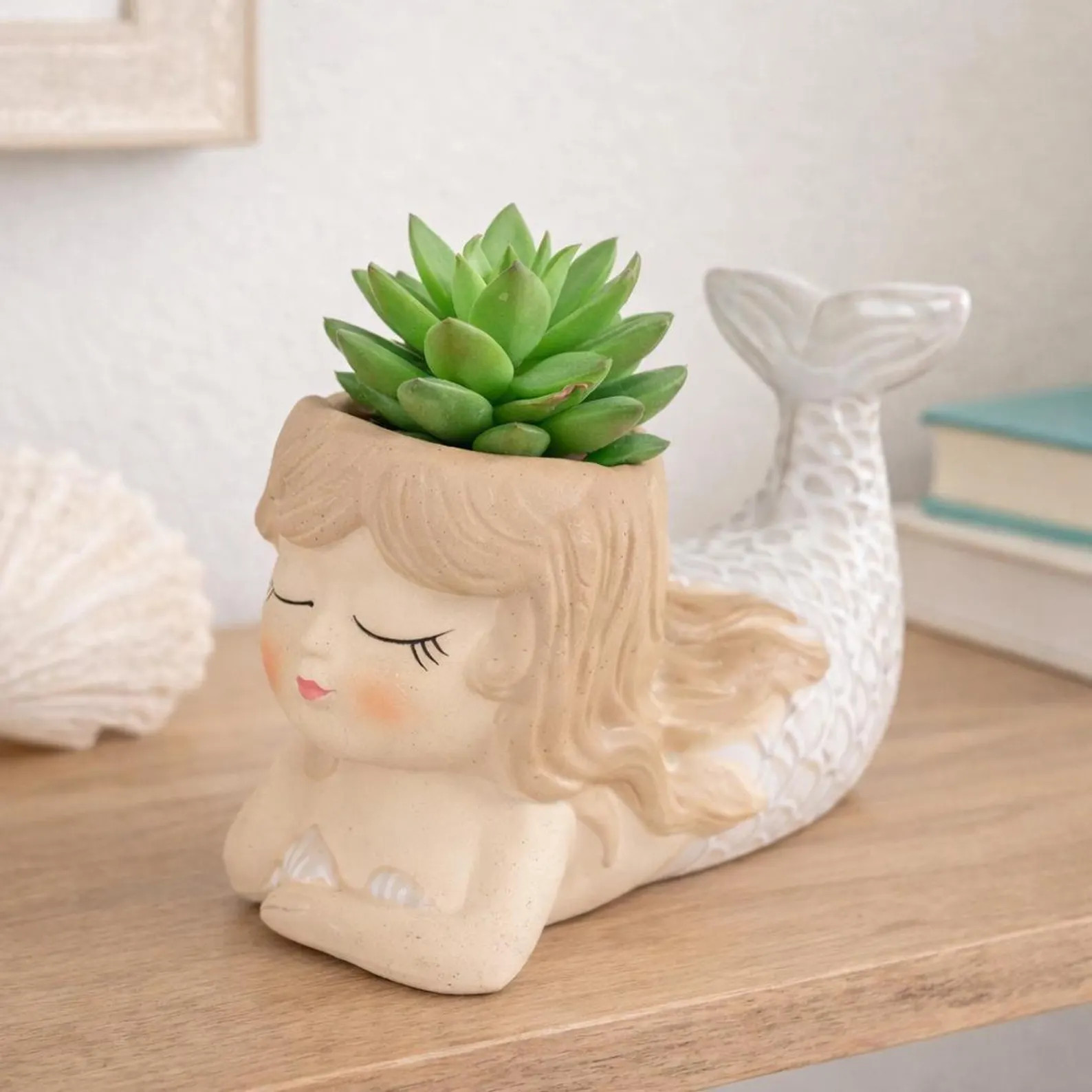 Neutral Mermaid Planter | Whimsical Coastal Decor for Plants and Succulents | Mother's Day Gift | Etsy (Global)