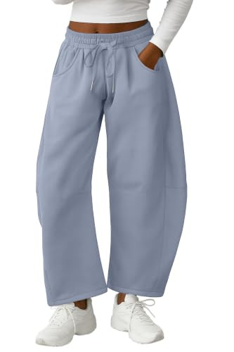 Lepunuo Barrel Sweatpants Women Casual Baggy Elastic Waisted Pants Wide Leg Gym Trousers with Poc... | Amazon (US)
