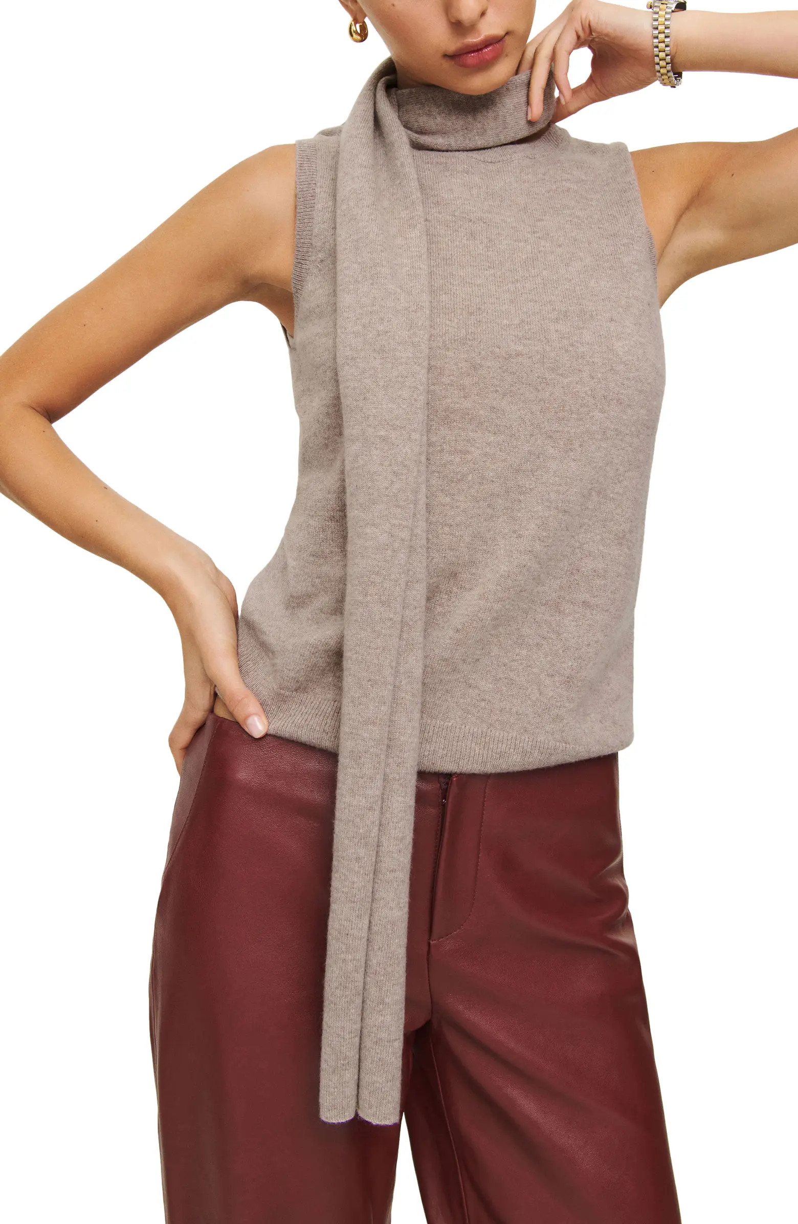 Reformation Cashmere & Wool Scarf Sleeveless Sweater | Nordstrom | Nordstrom