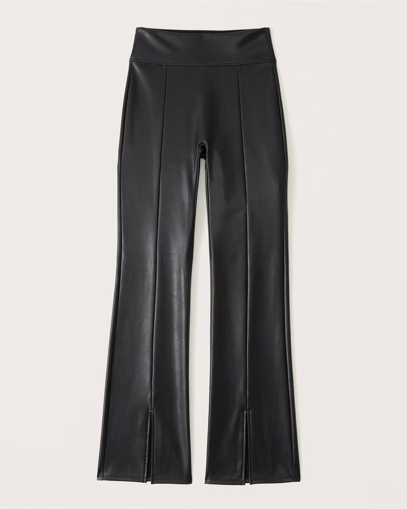 Vegan Leather Front Split-Hem Flare Leggings | Abercrombie & Fitch (US)