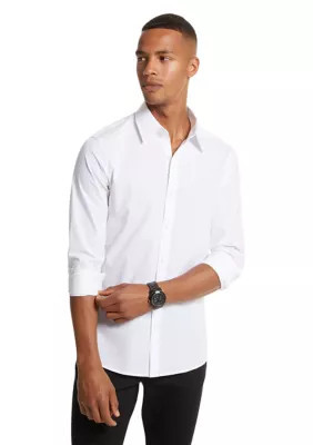 Michael Kors Men's Classic Cotton Button Down Shirt, White, Medium | Belk