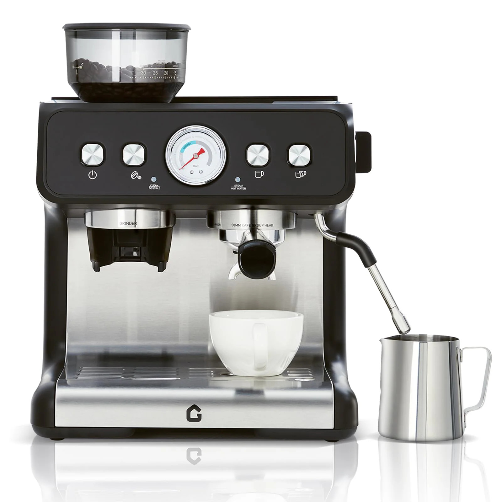 Garvee Black 20 Bar Espresso Machine with Built in Grinder Stainless Steel Coffee Maker with 28L Removable Water Tank Adjustable Shot Volume and Milk | Lowe's
