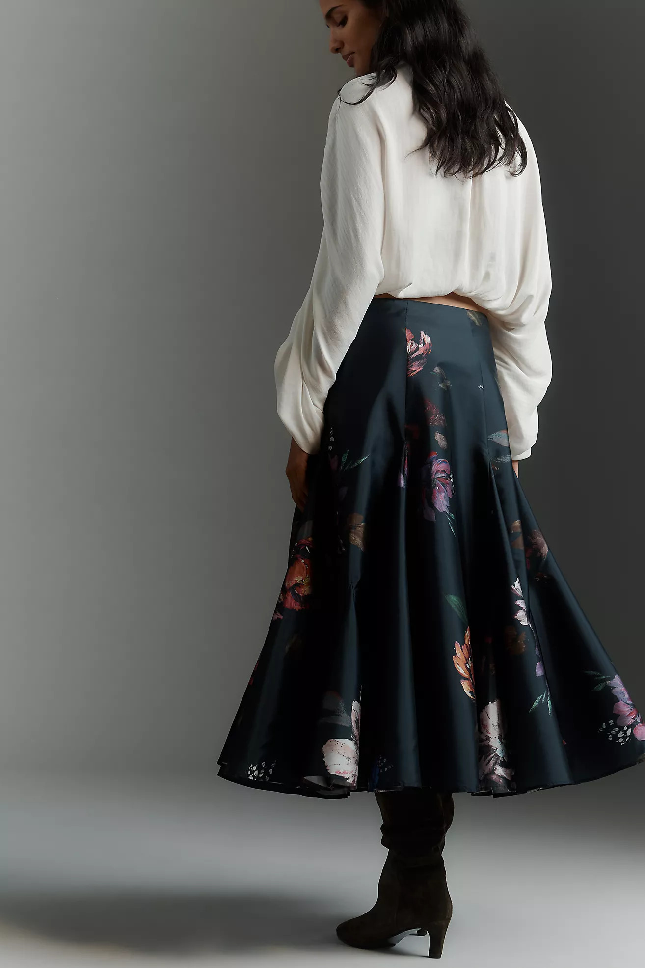 By Anthropologie Taffeta Godet Midi Skirt | Anthropologie (US)