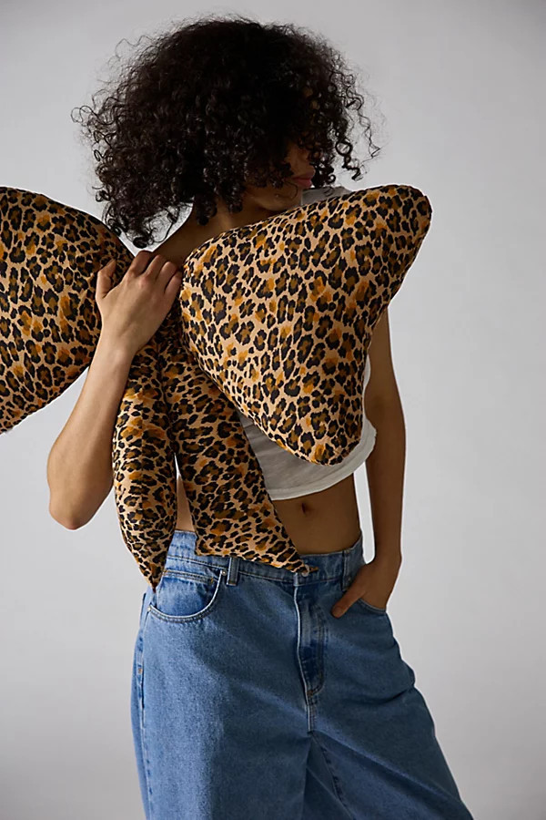 Big Bow Printed Throw Pillow in Leopard at Urban Outfitters | Urban Outfitters (US and RoW)