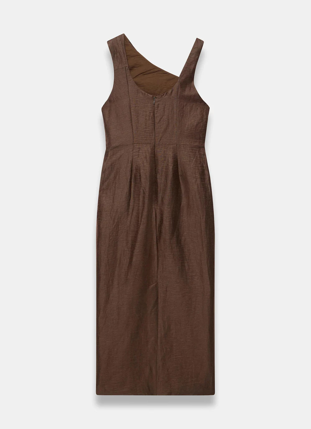 Brown Linen Blend Midi Dress | Mint Velvet