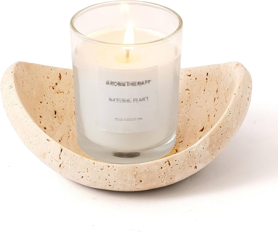 Candle Holders Italy Premium Natural Travertine Stone Candlestick Holder for Jar Pillar Candles B... | Amazon (US)