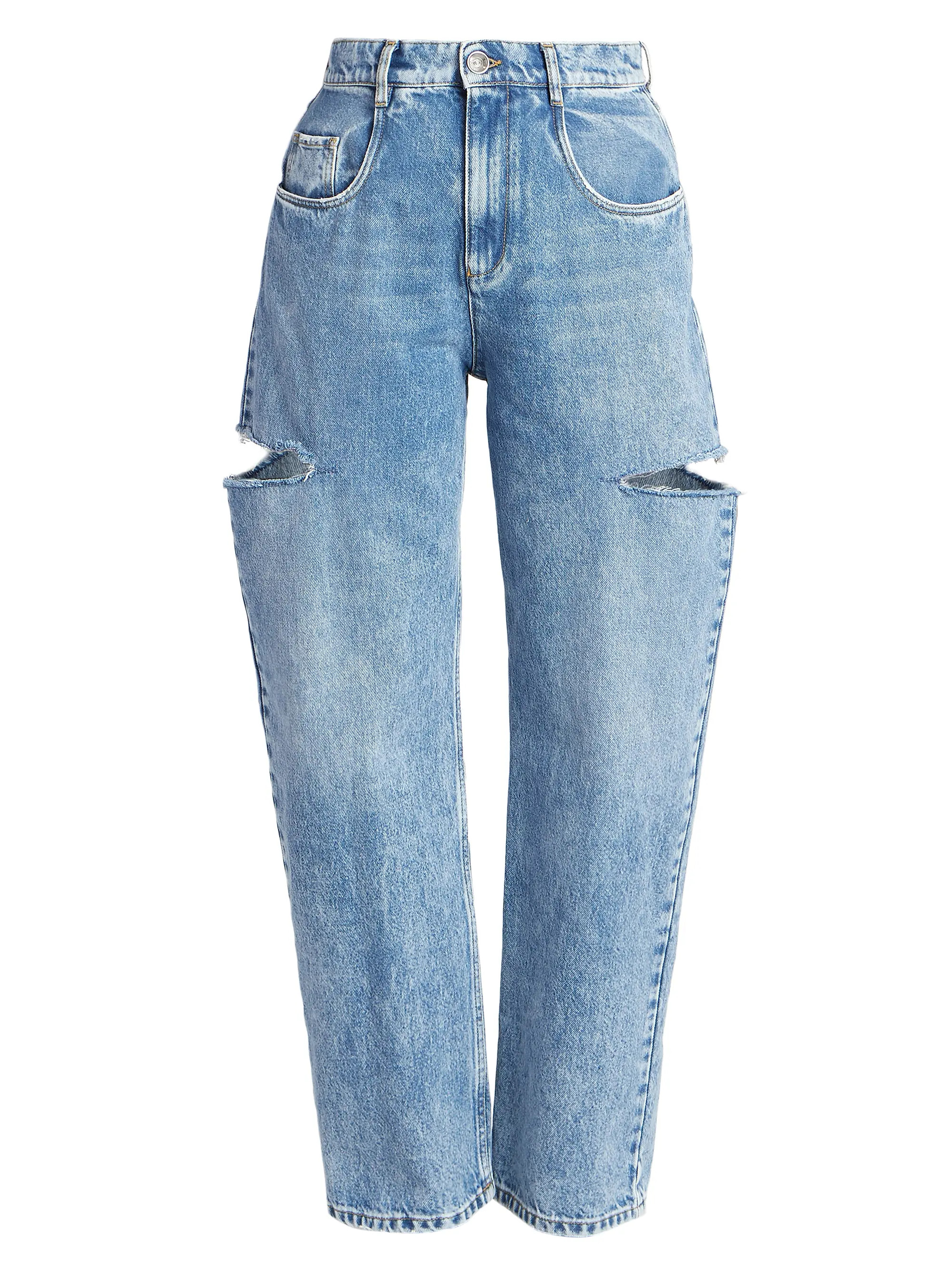 Wide-Leg Slashed Cut-Out Jeans | Saks Fifth Avenue