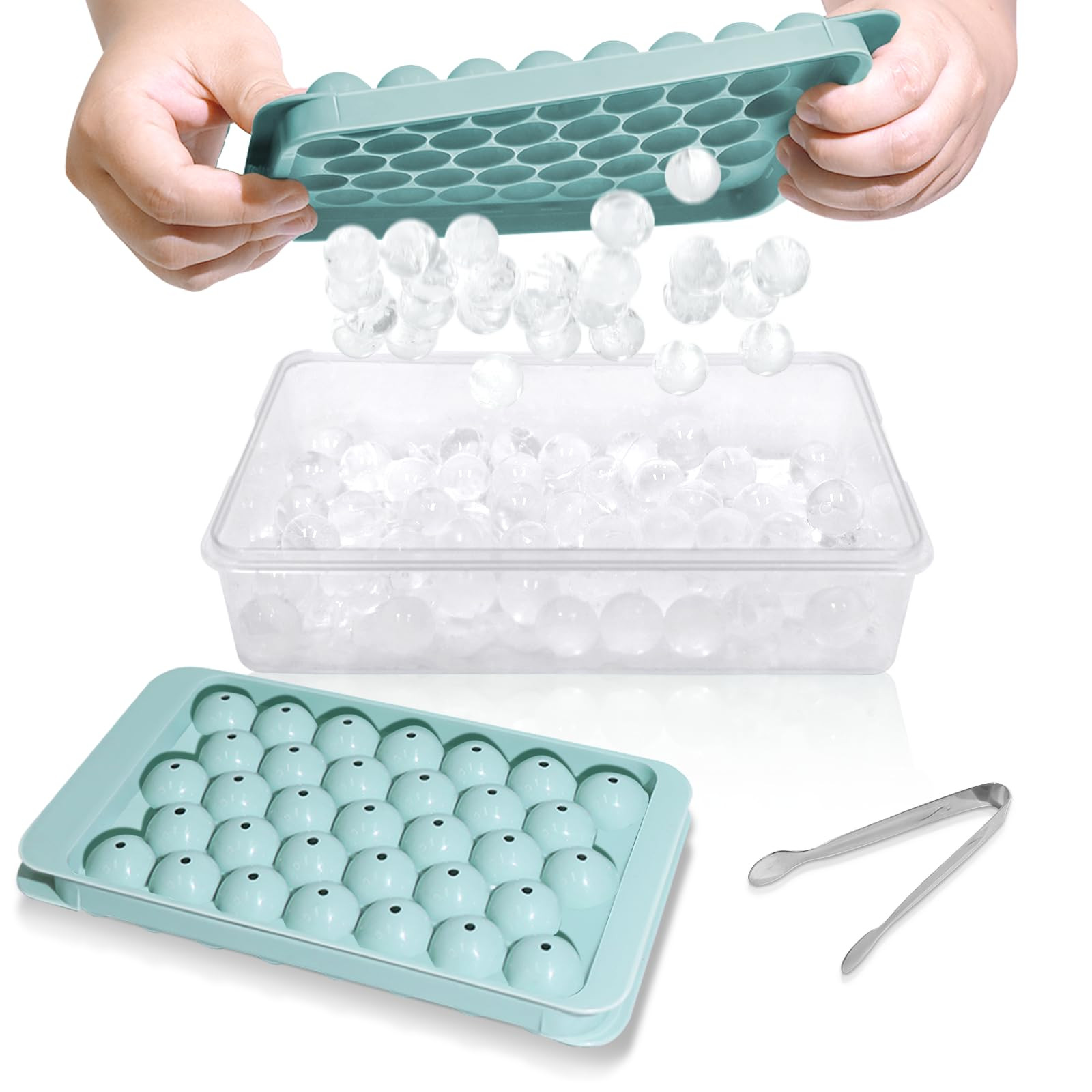 WIBIMEN Ice Cube Tray with Lid and Bin - Round Ice Trays for Freezer with Lid - Ice Cube Trays fo... | Amazon (US)