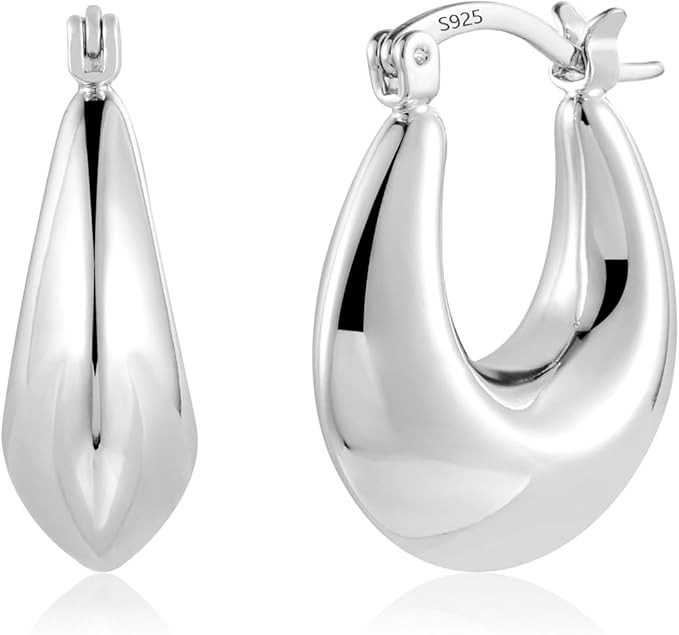 KISSPAT Gold Silver Chunky Hoop Earrings for Women, Large Hoop Hypoallergenic Thick Earrings Chun... | Amazon (UK)