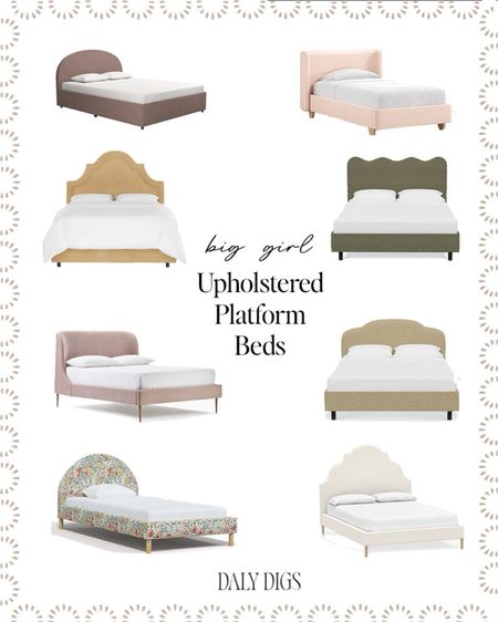8 upholstered, platform beds that would make a perfect #biggirlbed. I considered many of these before I got Shilohs scalloped bed. #kidsbed #queenbed 

#LTKkids #LTKhome
