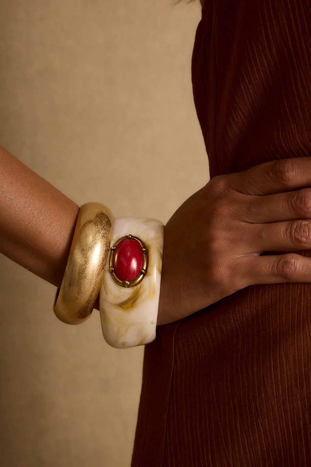 Solstice Gold and Stone Bangle Set | 12th Tribe