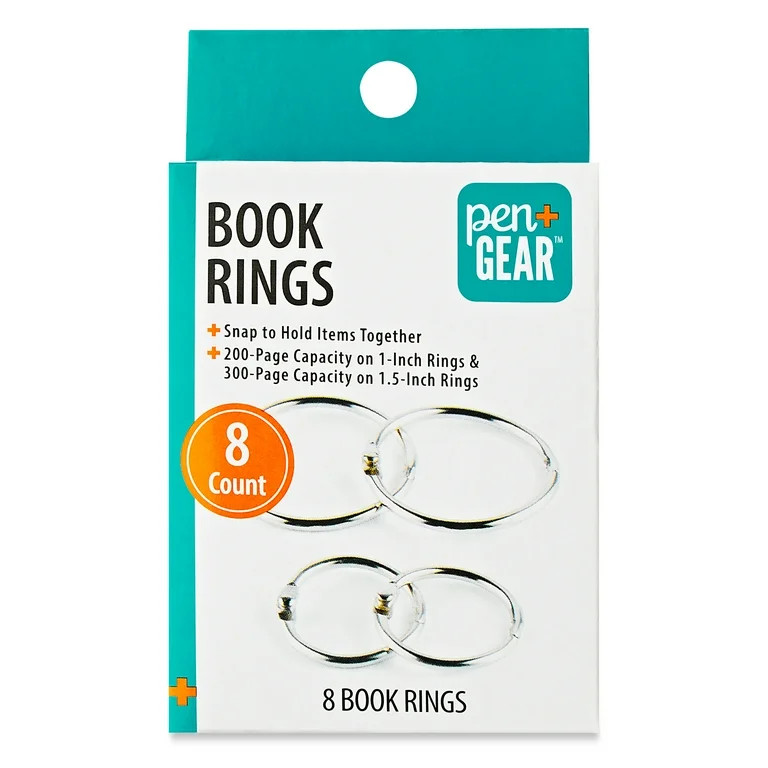 Pen+Gear Book Rings, Assorted Sizes, 8 Count | Walmart (US)