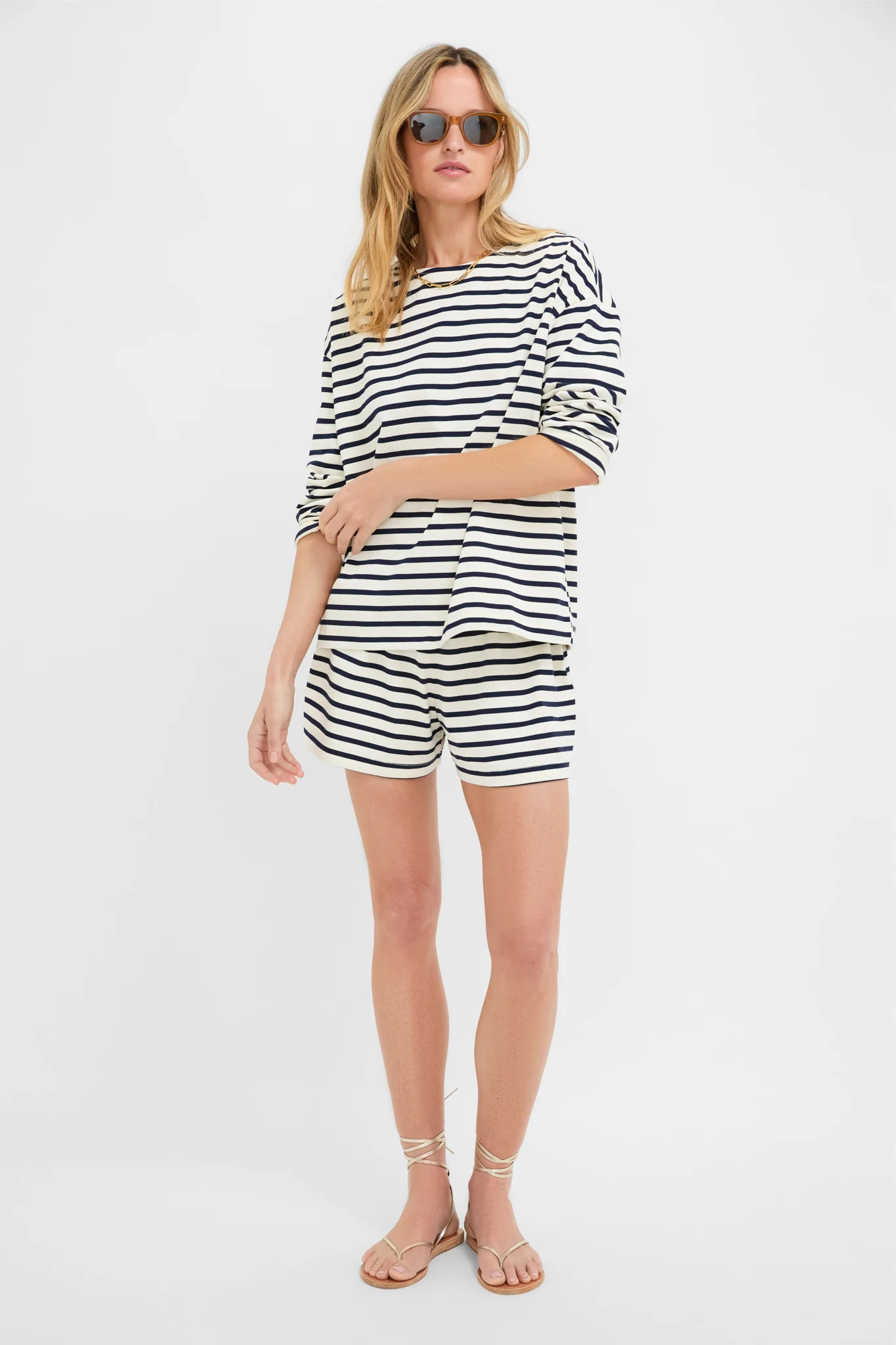 Navy and Ivory Stripe Knit Odie Tee | Tuckernuck (US)