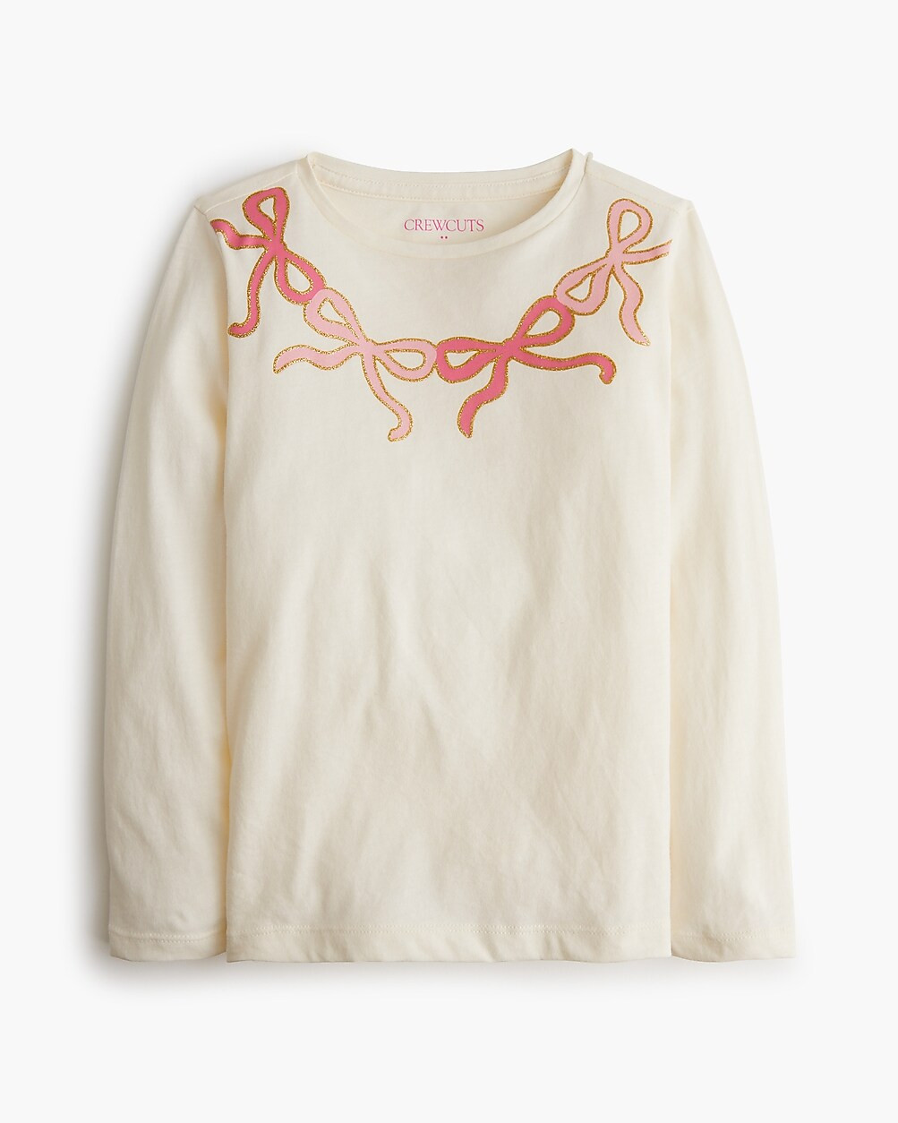 Girls' long-sleeve sparkle bow graphic tee | J.Crew Factory