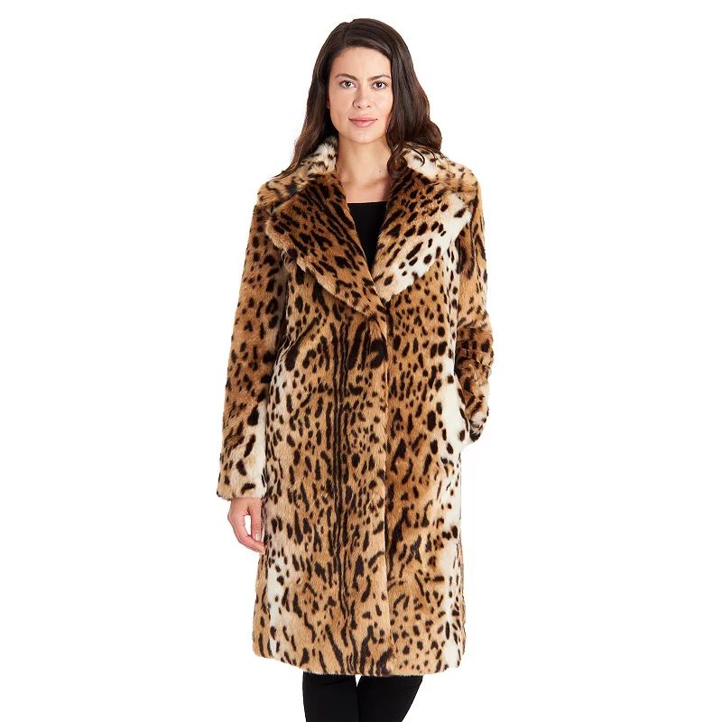 Women's Fleet Street Faux-Fur Leopard Print Coat, Size: Medium | Kohl's