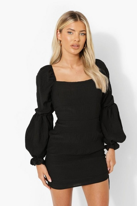 Square Neck Puff Sleeve Mini Dress | Boohoo.com (US & CA)