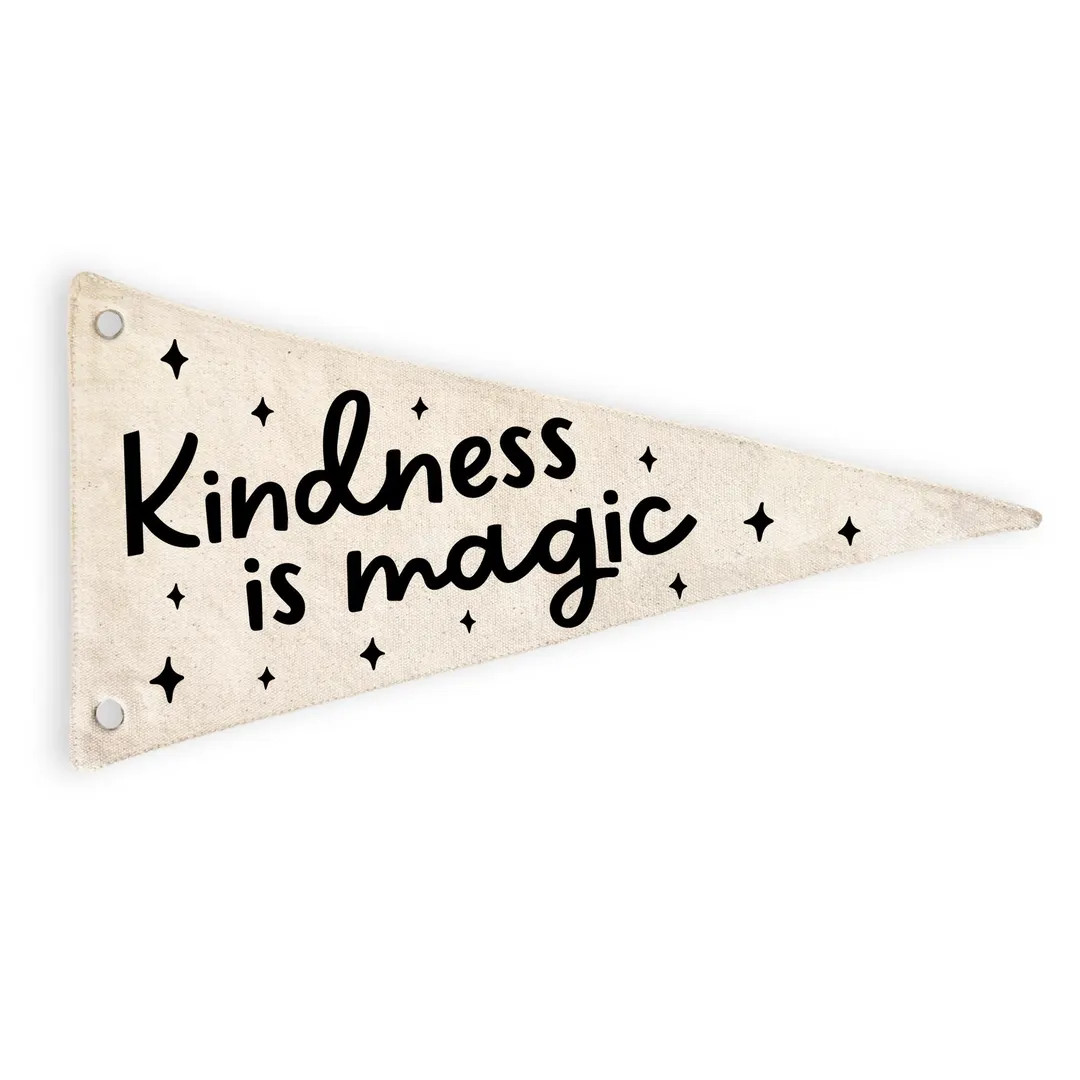 Kindness is Magic Canvas Pennant Flag | Wall Hanging | Minimalist Kids Room Decor | Playroom Deco... | Etsy (US)