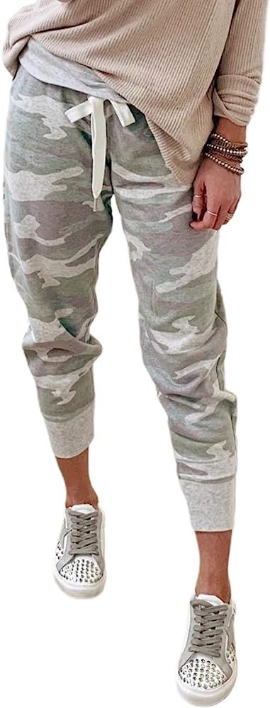 Dokotoo Womens Fashion Casual Drawstring Elastic Waist Jogging Jogger Pants with Pockets | Amazon (US)