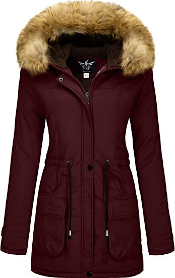 YXP Women's Winter Thicken Military Parka Jacket Warm Fleece Cotton Coat with Fur Hood | Amazon (US)