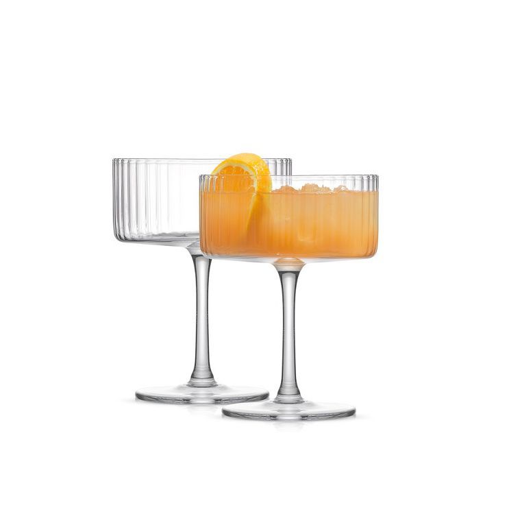 JoyJolt Elle Fluted Cylinder Martini Coupe Glass - 10 oz Ribbed Cocktail Glasses - Set of 2 | Target