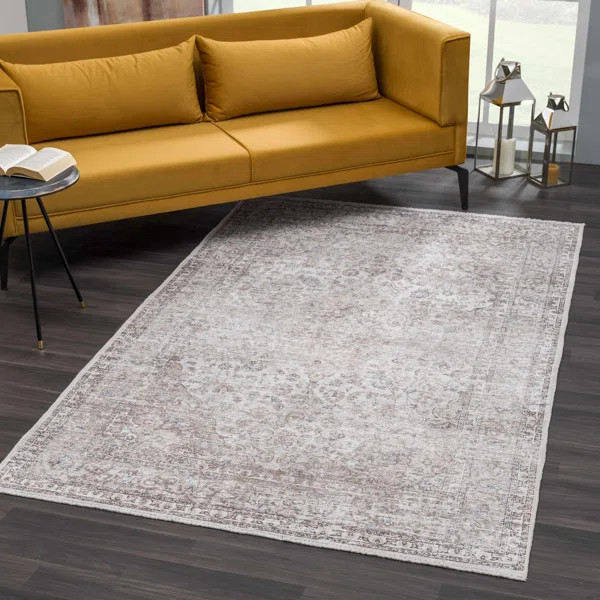 Jaelyne Performance Beige/Gray Machine Washable Rug | Wayfair North America