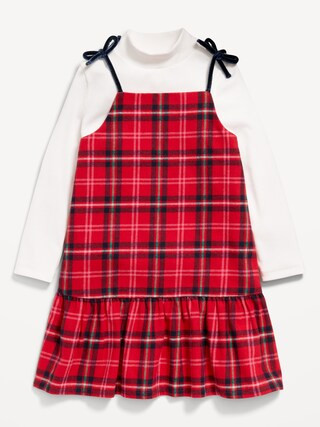 Ribbed Mock-Neck Top and Tie-Bow Ruffled Dress Set for Toddler Girls | Old Navy (US)